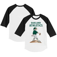 Toddler Tiny Turnip White/Black Oakland Athletics Clemente 3/4-Sleeve Raglan T-Shirt