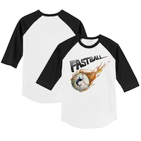 Toddler Tiny Turnip White/Black Miami Marlins Fastball 3/4-Sleeve Raglan T-Shirt