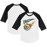 Toddler Tiny Turnip White/Black Oakland Athletics Fastball 3/4-Sleeve Raglan T-Shirt