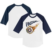 Toddler Tiny Turnip White/Navy Houston Astros Fastball 3/4-Sleeve Raglan T-Shirt