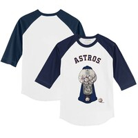 Toddler Tiny Turnip White/Navy Houston Astros Gumball Machine 3/4-Sleeve Raglan T-Shirt