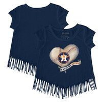 Girls Toddler Tiny Turnip Navy Houston Astros Heart Banner Fringe T-Shirt