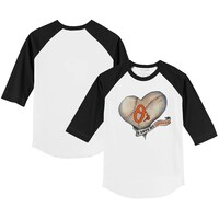 Toddler Tiny Turnip White/Black Baltimore Orioles Heart Banner 3/4-Sleeve Raglan T-Shirt