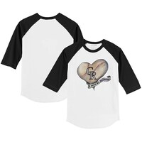 Toddler Tiny Turnip White/Black Colorado Rockies Heart Banner 3/4-Sleeve Raglan T-Shirt
