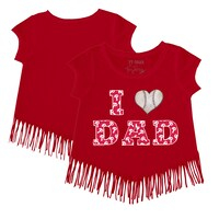 Girls Toddler Tiny Turnip Red Philadelphia Phillies I Love Dad Fringe T-Shirt