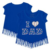 Girls Toddler Tiny Turnip Royal Chicago Cubs I Love Dad Fringe T-Shirt