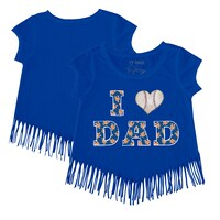 Girls Toddler Tiny Turnip Royal New York Mets I Love Dad Fringe T-Shirt