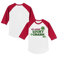 Toddler Tiny Turnip White/Red St. Louis Cardinals Lucky Charm 3/4-Sleeve Raglan T-Shirt