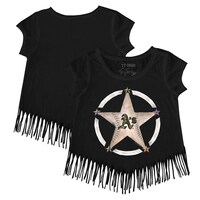 Girls Toddler Tiny Turnip Black Oakland Athletics Military Star Fringe T-Shirt