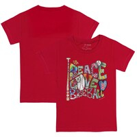 Toddler Tiny Turnip Red Boston Red Sox Peace Love Baseball T-Shirt