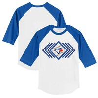 Toddler Tiny Turnip White/Royal Toronto Blue Jays Prism Arrows 3/4-Sleeve Raglan T-Shirt