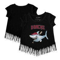 Girls Toddler Tiny Turnip Black Arizona Diamondbacks Shark Fringe T-Shirt