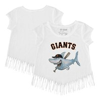 Girls Toddler Tiny Turnip White San Francisco Giants Shark Fringe T-Shirt