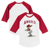 Toddler Tiny Turnip White/Red Los Angeles Angels Slugger 3/4-Sleeve Raglan T-Shirt