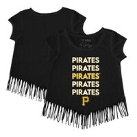 Girls Toddler Tiny Turnip Black Pittsburgh Pirates Stacked Fringe T-Shirt