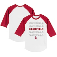 Toddler Tiny Turnip White/Red St. Louis Cardinals Stacked 3/4-Sleeve Raglan T-Shirt