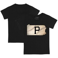 Toddler Tiny Turnip Black Pittsburgh Pirates State Outline T-Shirt
