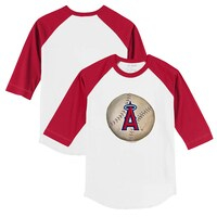 Toddler Tiny Turnip White/Red Los Angeles Angels Stitched Baseball 3/4-Sleeve Raglan T-Shirt