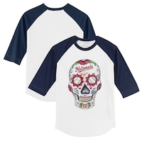 Toddler Tiny Turnip White/Navy Washington Nationals Sugar Skull 3/4-Sleeve Raglan T-Shirt