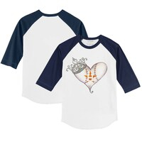 Toddler Tiny Turnip White/Navy Houston Astros Tiara Heart 3/4-Sleeve Raglan T-Shirt