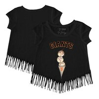 Girls Toddler Tiny Turnip Black San Francisco Giants Triple Scoop Fringe T-Shirt