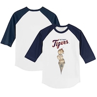 Toddler Tiny Turnip White/Navy Detroit Tigers Triple Scoop 3/4-Sleeve Raglan T-Shirt