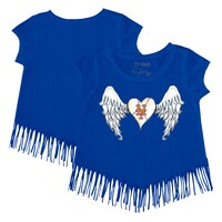 Girls Youth Tiny Turnip Royal New York Mets Angel Wings Fringe T-Shirt