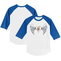 Youth Tiny Turnip White/Royal New York Mets Angel Wings 3/4-Sleeve Raglan T-Shirt