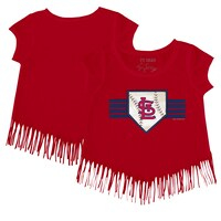 Girls Youth Tiny Turnip Red St. Louis Cardinals Base Stripe Fringe T-Shirt