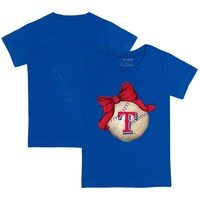 Youth Tiny Turnip Royal Texas Rangers Baseball Bow T-Shirt