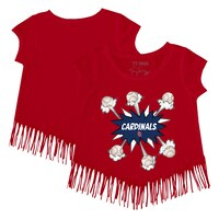 Girls Youth Tiny Turnip Red St. Louis Cardinals Baseball Pow Fringe T-Shirt