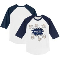 Youth Tiny Turnip White/Navy New York Yankees Baseball Pow 3/4-Sleeve Raglan T-Shirt