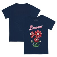 Youth Tiny Turnip Navy Atlanta Braves Blooming Baseballs T-Shirt