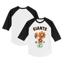 Youth Tiny Turnip White/Black San Francisco Giants Blooming Baseballs 3/4-Sleeve Raglan T-Shirt