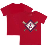 Youth Tiny Turnip Red Los Angeles Angels Diamond Cross Bats T-Shirt