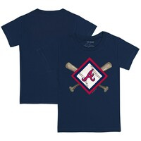 Youth Tiny Turnip Navy Atlanta Braves Diamond Cross Bats T-Shirt