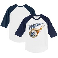 Youth Tiny Turnip White/Navy New York Yankees Fastball 3/4-Sleeve Raglan T-Shirt