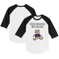 Youth Tiny Turnip White/Black Colorado Rockies Girl Teddy 3/4-Sleeve Raglan T-Shirt