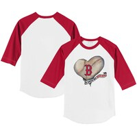 Youth Tiny Turnip White/Red Boston Red Sox Heart Banner 3/4-Sleeve Raglan T-Shirt