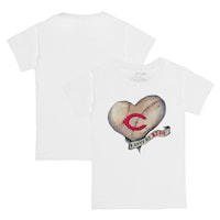 Youth Tiny Turnip White Cincinnati Reds Heart Banner T-Shirt