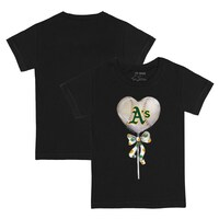 Youth Tiny Turnip Black Oakland Athletics Heart Lolly T-Shirt