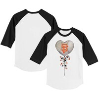 Youth Tiny Turnip White/Black San Francisco Giants Heart Lolly 3/4-Sleeve Raglan T-Shirt