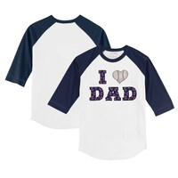 Youth Tiny Turnip White/Navy Cleveland Guardians I Love Dad 3/4-Sleeve Raglan T-Shirt