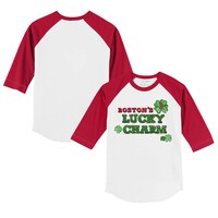 Youth Tiny Turnip White/Red Boston Red Sox Lucky Charm 3/4-Sleeve Raglan T-Shirt
