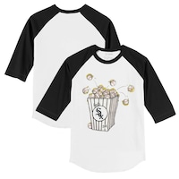 Youth Tiny Turnip White/Black Chicago White Sox Popcorn 3/4-Sleeve Raglan T-Shirt