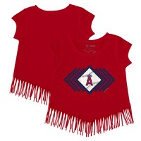 Girls Youth Tiny Turnip Red Los Angeles Angels Prism Arrows Fringe T-Shirt