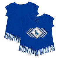 Girls Youth Tiny Turnip Royal Los Angeles Dodgers Prism Arrows Fringe T-Shirt
