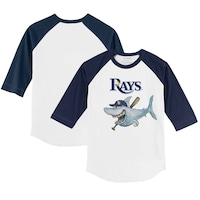 Youth Tiny Turnip White/Navy Tampa Bay Rays Shark 3/4-Sleeve Raglan T-Shirt