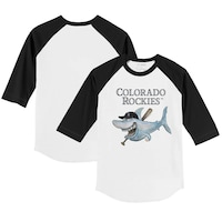 Youth Tiny Turnip White/Black Colorado Rockies Shark 3/4-Sleeve Raglan T-Shirt