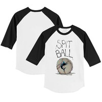 Youth Tiny Turnip White/Black Miami Marlins Spit Ball 3/4-Sleeve Raglan T-Shirt